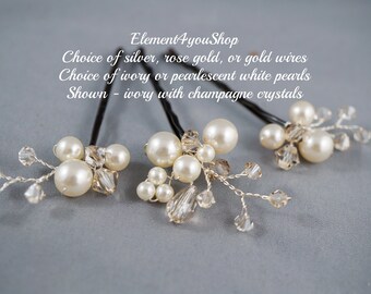 Bridal Set of 3 Hair Clips | Wedding Hair Accessories | Bridesmaid Hair Pieces | Fall Wedding Headpieces | Handmade Bridal Hairdo Gift