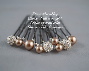 Pearl Rhinestone Bridal Hair Pins | Set of 9