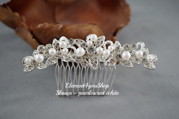 Bridal Rhinestone Hair Comb | Crystal Pearl Wedding Hair  display picture 1