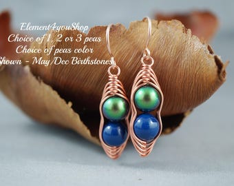 Rose Gold Peas in a Pod Earrings | Swarovski Pearl, Wire Wrapped