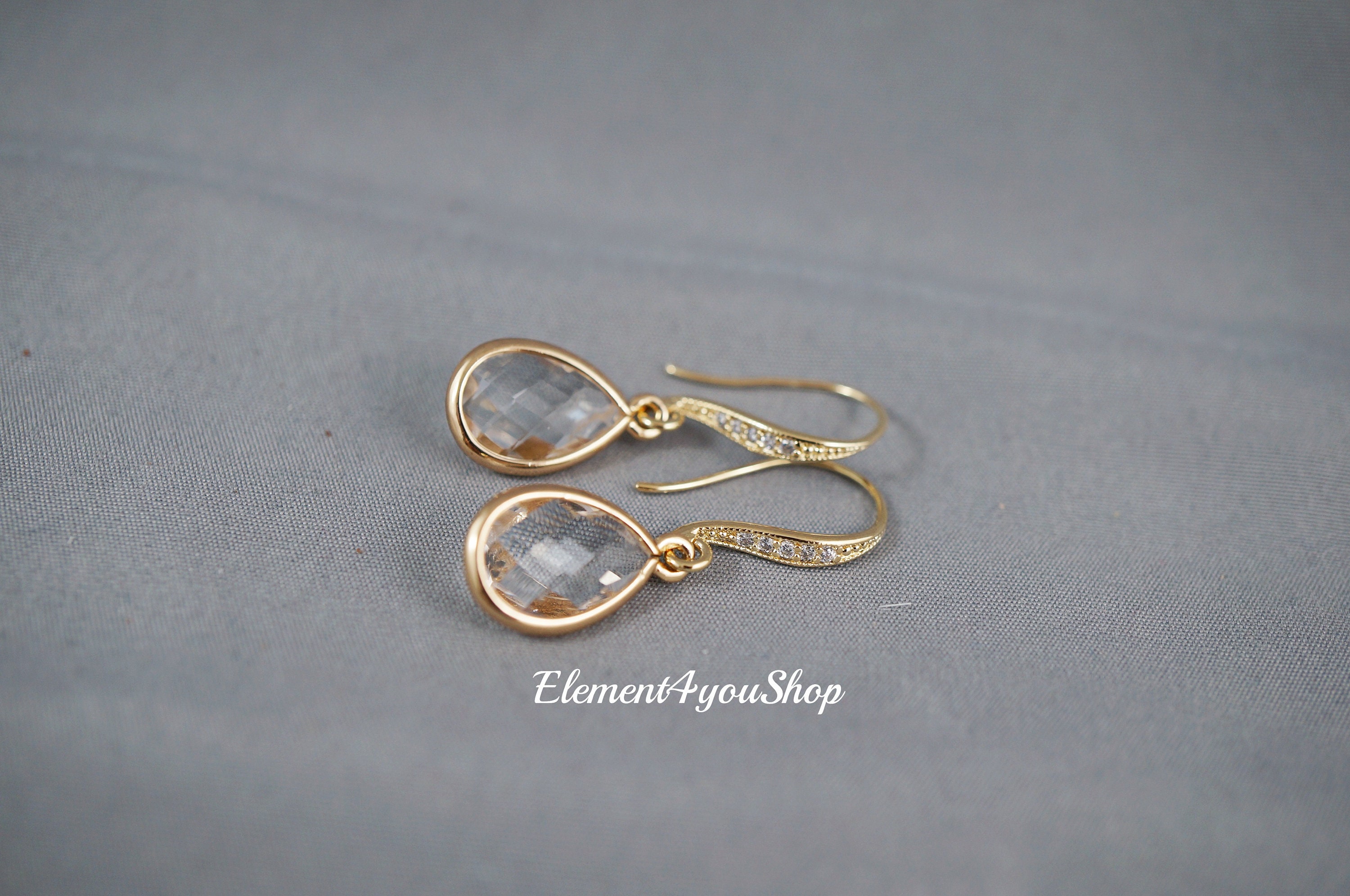 Boucles D'oreilles Pendantes Larme D'Ange - Alliage & Zirconium - Transparent - Neuf Sans Boîte