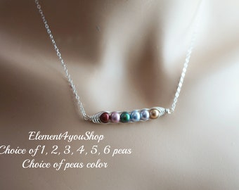 Sweet Pea in Pod Sterling Silver Necklace | Crystal Pearls