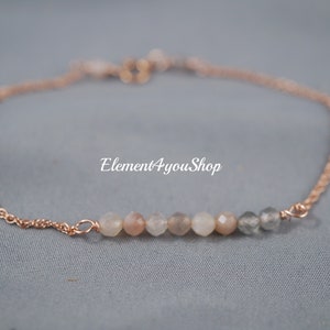 Rose Gold Filled Moonstone Bracelet | Delicate Gemstone Jewelry
