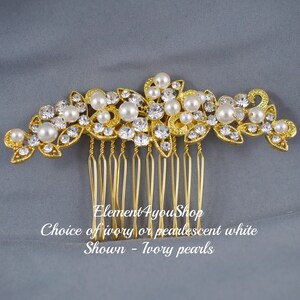 BRIDAL RHINESTONE COMB Wedding hair comb, Wedding hair piece, Bride hair comb, Wedding head piece, Hair do, Ivory pearlescent white comb image 2