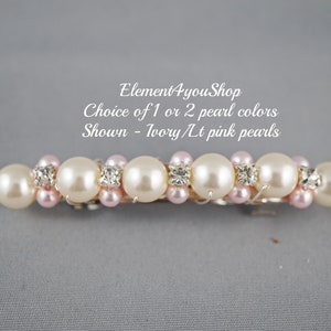 Small Pearl Barrette | Flower Girl Hair Clip | Wedding Pearl Pink Fall Wedding Hair Accessories | Bridesmaid Hair Clip | French Hair Piece