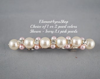 Pearl Rhinestone Barrette | Flower Girl Hair Clip
