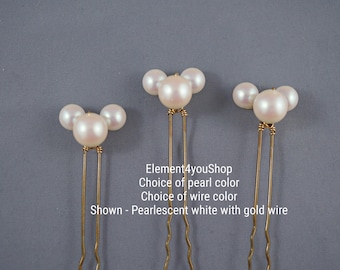 Hidden Mickey Pearl Hair Pins | Disney Bridal Accessories (Set of 3)