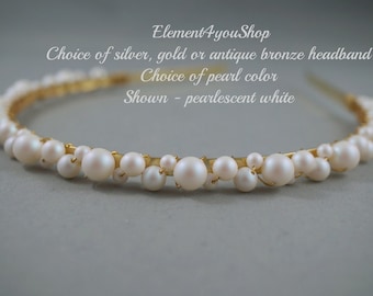 Beaded Pearl Headband | Elegant Bridal Hair Accessory