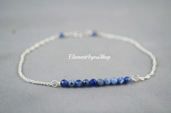Dainty Sodalite Bracelet | Sterling Silver, Layering Gemstone Jewelry