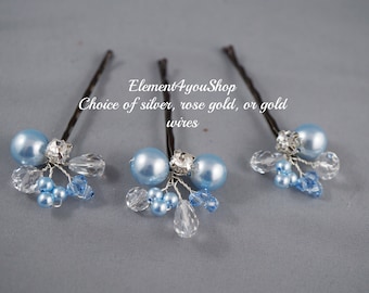 Something Blue Bridal Hair Clips | Pearl & Crystal Hairpiece Set