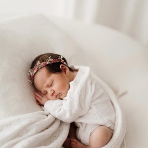 Newborn Photography preserved Floral Halo flower crown - vintage roses - raspberry
