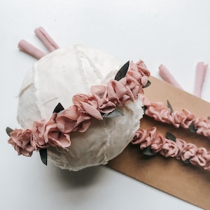 Dusky pink chiffon floral halo headband - Newborn Photography props