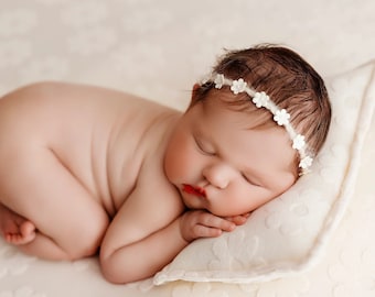 DAINTY DAISY cream tieback - newborn photography headband