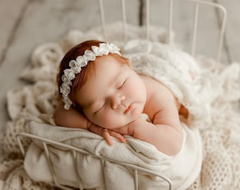 Waffle bow halo - newborn photography prop headbands
