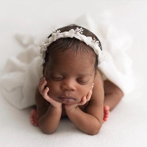White bows headband - tieback - newborn photography