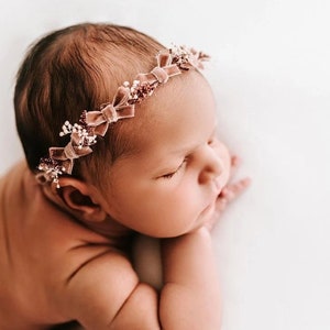 Mauve bows headband - tieback - newborn photography