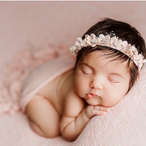 Pink daisies headband - newborn photography floral halo