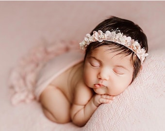 Pink daisies headband - newborn photography floral halo