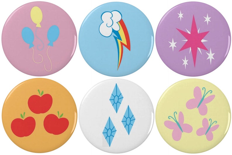 My Little Pony Friendship is Magic Cutie Mark Pinback Buttons Etsy