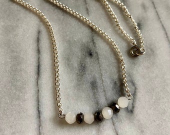 Collier Bar, Collier Simple, Collier Moderne, Collier Quotidien, Chaîne Argent, Collier Cadeau, Noir, Blanc