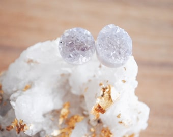 Druzy Stud Earrings, Small Stud Earrings, Druse Stud Earrings, Crystal Stud Earrings, Geode Studs, Gemstone Earrings, Post Earrings