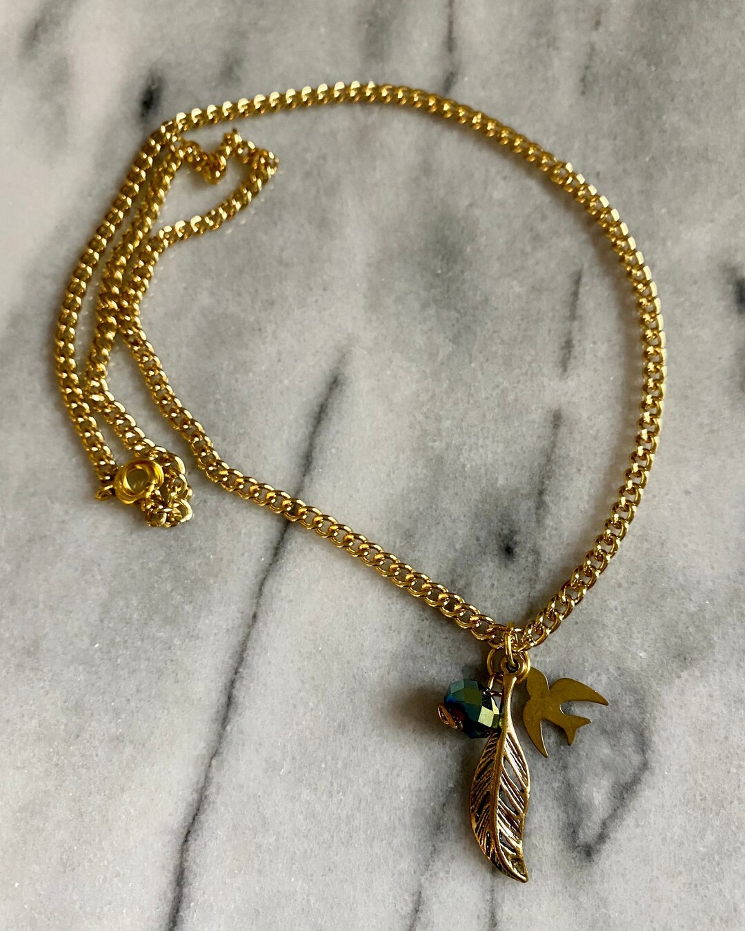Simple, Everyday Necklace, Gold Chain, Feather Detail, Every Day