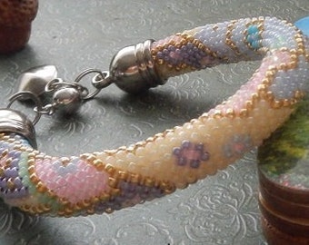 Summer Armband - Beaded crochet Bracelet - Perlen Patchwork Schmuck Beadwork Jewelry Boho Bead Crochet Multi-Colored