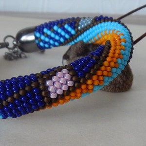 Bead crochet bracelet bracelet crochet beads dark blue bracelet jewelry round bangle image 5