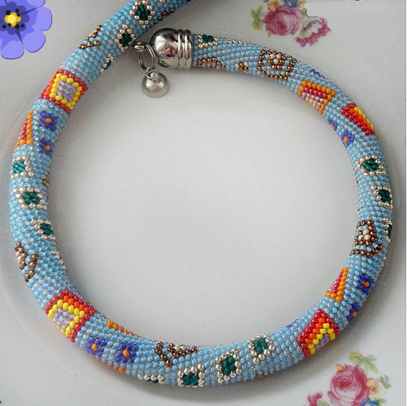 Download Free shipping Beaded crochet necklace color geometry crochet | Etsy
