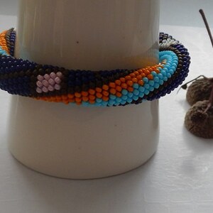 Bead crochet bracelet bracelet crochet beads dark blue bracelet jewelry round bangle image 4