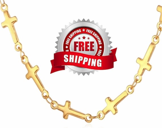 Tiny Cross Necklace Gold Plated Small Cross Chain Womans Girls Christian Jewelry - Saint Michaels Jewelry