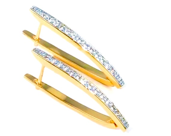 V Shape Earrings V Hoop CZ Stud Earrings Zircon Very Modern for Woman Girls Weddings Bridesmaids Jewelry jewellery