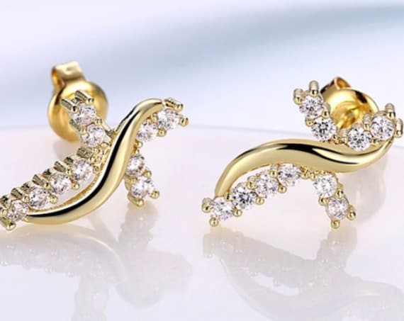 Infinity Stud Cross Earring CZ Tiny Gold Crosses Small Zircons for Women Girls Weddings jewellery jewelry