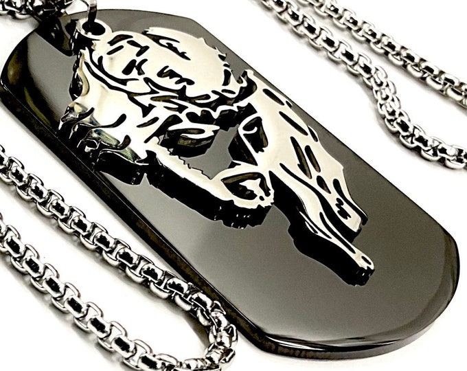 Jesus Dog Tag You Choose Colors Two piece Medallion Hypoallergenic Personalized All Stainless Steel Heavy Box Chain