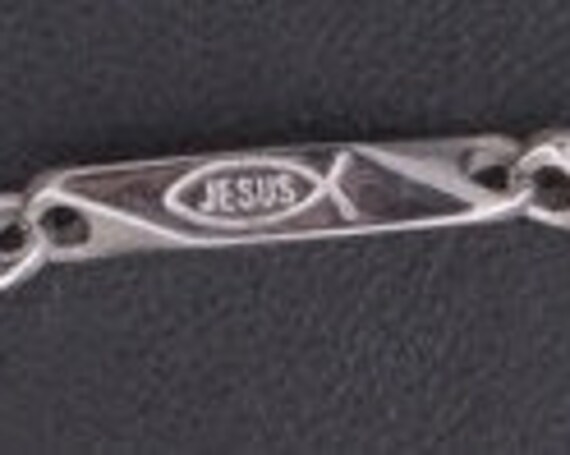 Chain Bar Necklace Silver Bracelet Silver Square Jesus Fish Stamp Necklace for Women Bracelet Heavy Stainless Steel Chain for Men Boys Girls