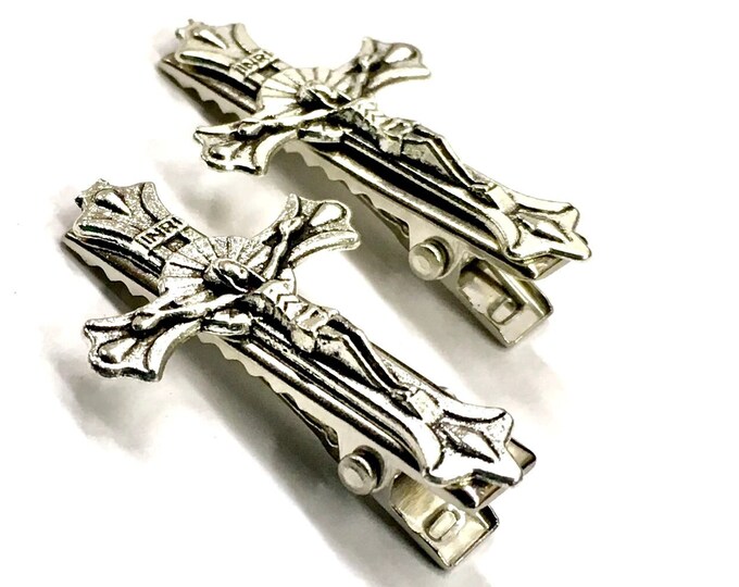 Cross Crucifix Hair Barrettes Silver Hair Clips Vintage Crosses Design Silver hairpin Jewelry Barrette Hairstyles hair accessories jewellery