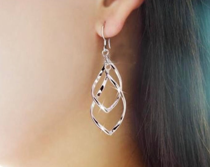 Infinity Twist 2 Hoop Earrings Drop Dangle Silver Gold Earrings for Women Girls Jewelry jewellery