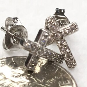 Sterling Silver Cross Earrings Stud Super Tiny Dainty Petite image 6