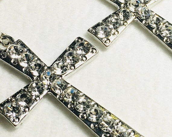 Silver Cross Earrings and Pendant Rhinestone Bohemian Vintage Punk Cross Drop Pendant Inlaid Rhinestones Wedding WOMEN jewellery jewelry