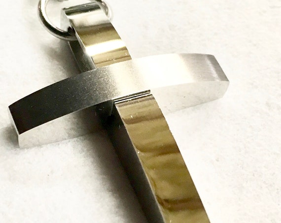 Cross Necklace for Men Silver Modern Classic Pendant All Stainless Steel Boys Heavy Braided Chain Christian Jewelry