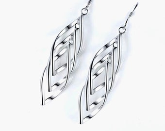 Infinity Twist 3 Hoop Earrings Drop Dangle Silver Rose Gold Earrings for Women Girls Jewelry jewellery