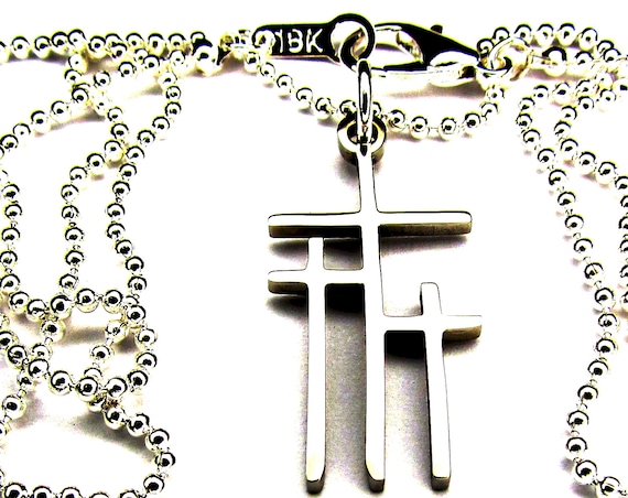 3 Crosses of Calvary Necklace and Earrings Silver Gold Triple Cross Pendant for Women Girls Christian Jewelry Cross of Jesus Jewellery