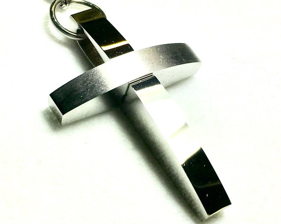 Cross Necklace for Men Silver Modern Classic Pendant All Stainless Steel Boys Heavy Braided Chain Christian Jewelry