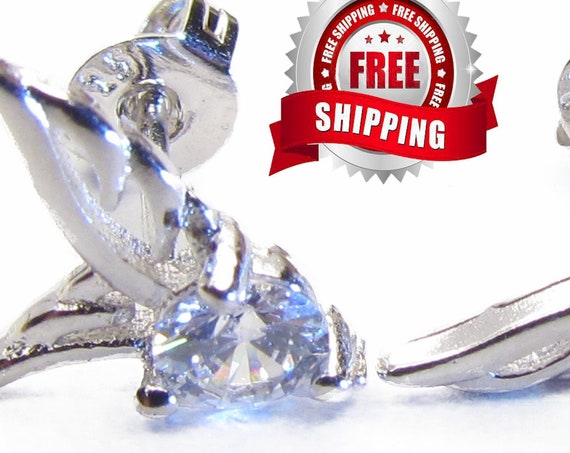 Stud Earrings Angel Wing Dainty Silver Cast Post Elegant Sparkling Rhinestone Modern Womans Girls Christian Jewelry jewellery