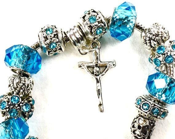 Best Price Silver Boho Cross Charm Adjustable Bracelet Pink Blue Color High Quality Inexpensive Jewelry for Women for Girls Hippie Bohemian