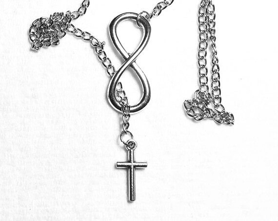 Infinity Cross Chain Necklace Silver Steel Christian Jewelry for Woman Cross of Jesus jewellery for Girls