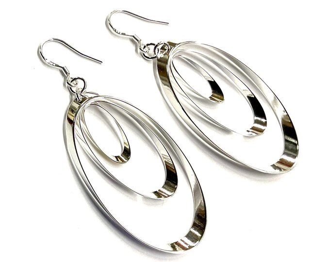 Silver 3 Hoop Earring for Woman 3 Sizes Drop Dangle Earrings for Women Girls Jewelry jewellery