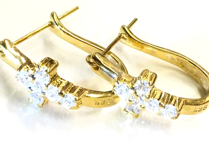 Cuff Cross CZ Wrap Earring Sterling Silver Gold Elegant Dainty Sparkling CZ Cast Modern jewellery Christian Jewelry young girls