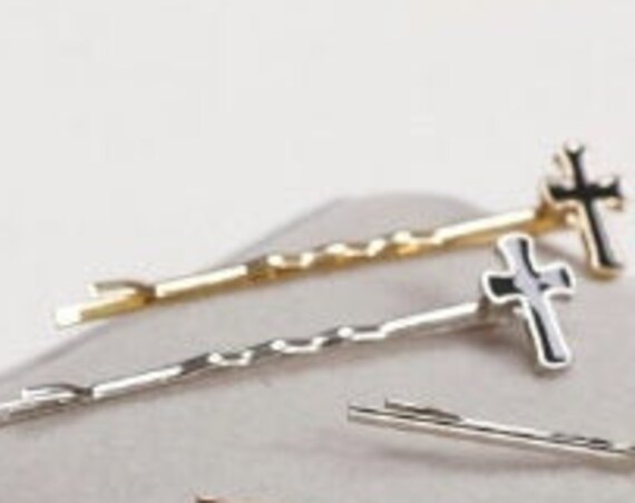 Gold Silver Cross Bobby Pins Pair Hair Barrette Clips Jewelry Barrettes in Hair Bobby-pin Hairstyles Accessories jewellery