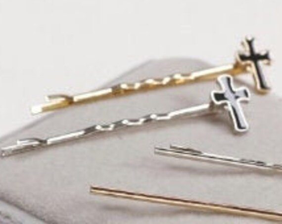 Gold Silver Cross Bobby Pins Pair Hair Barrette Clips Jewelry Barrettes in Hair Bobby-pin Hairstyles Accessories jewellery